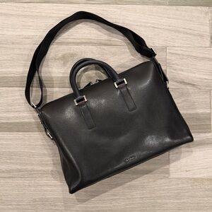 Paul Smith Black Pebbled Leather Slim Folio Briefcase Laptop Bag